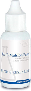 Biotics Research Bio E Mulsion Forte 1 Fluid Ounces 30 ml Vitamin E 30 IU / 5 Drops Emulsified Supports Cell Function Potent Antioxidant Supports Immune Function Heart Health 1 Fluid Ounces
