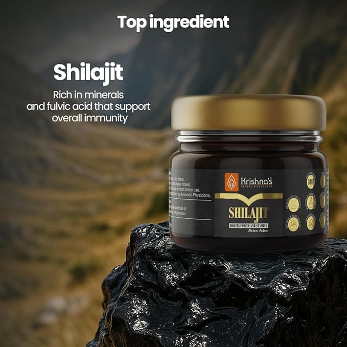 Krishna's Herbal &amp Ayurveda Pure Shilajit/Shilajeet Original Resin Pack of Stamina Booster Himalayan Sudh Shilajit -30 gm