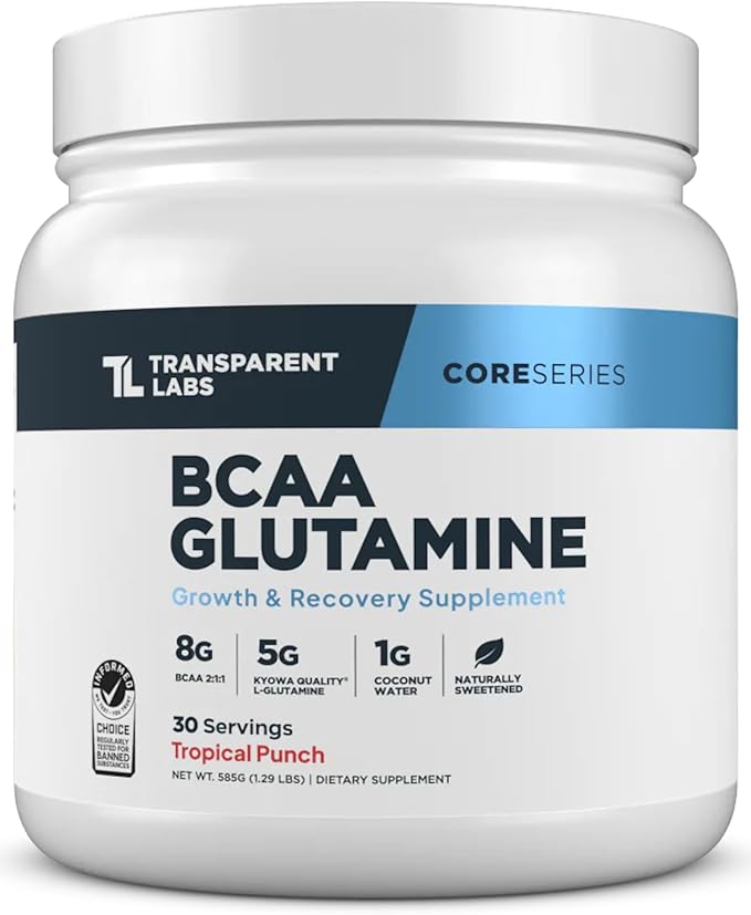 Transparent Labs BCAA Glutamine Powder (30 Servings Tropical Punch) &amp Creatine HMB (30 Servings Unflavored)