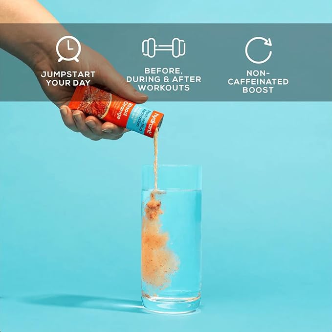 Hydrant - Hydration Powder Blood Orange Flavor 30 Individual Instant Electrolyte Rehydration Packets - Low Sugar Drink Mix for Daily Use Travel &amp Workouts
