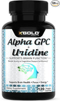 Alpha Gpc + Uridine 900mg – Powerful Nootropic for Boost Focus Memory Energy Mood &amp Cognitive Performance – 120 Vegetarian Capsules
