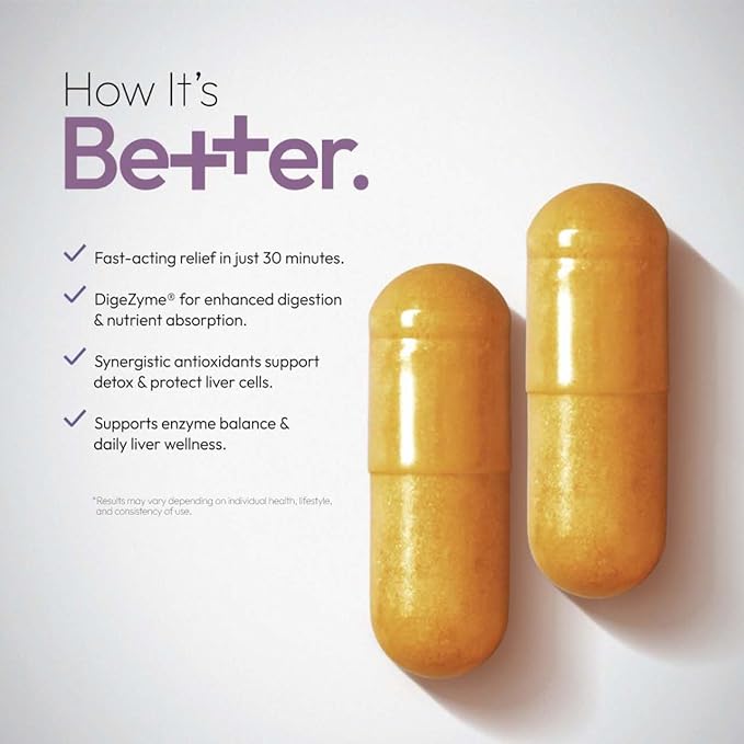 O'blossom Liver Protect Liver Cleanse Drops with Milk Thistle - Clinically Studied for Rapid Relief - Supports Post-Party Recovery &amp Heavy Meal Digestion - 60 Capsules