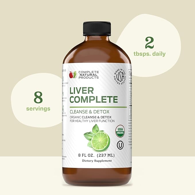 Liver Complete Liquid 8 oz - Organic Liver Cleanse Detox Formula Herbal Support for High Enzymes with Milk Thistle Dandelion Chanca Piedra Easy Absorbing Natural Tincture USA Made Family Crafted