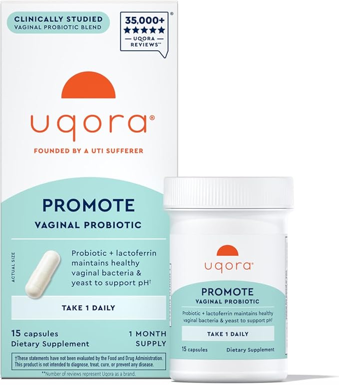 Uqora Promote - Support Vaginal Health* - Probiotic for Women with Lactoferrin Lactobacillus Acidophilus &amp Lacticaseibacillus Rhamnosus - Vaginal Probiotics - Gluten-Free - 15 Capsules
