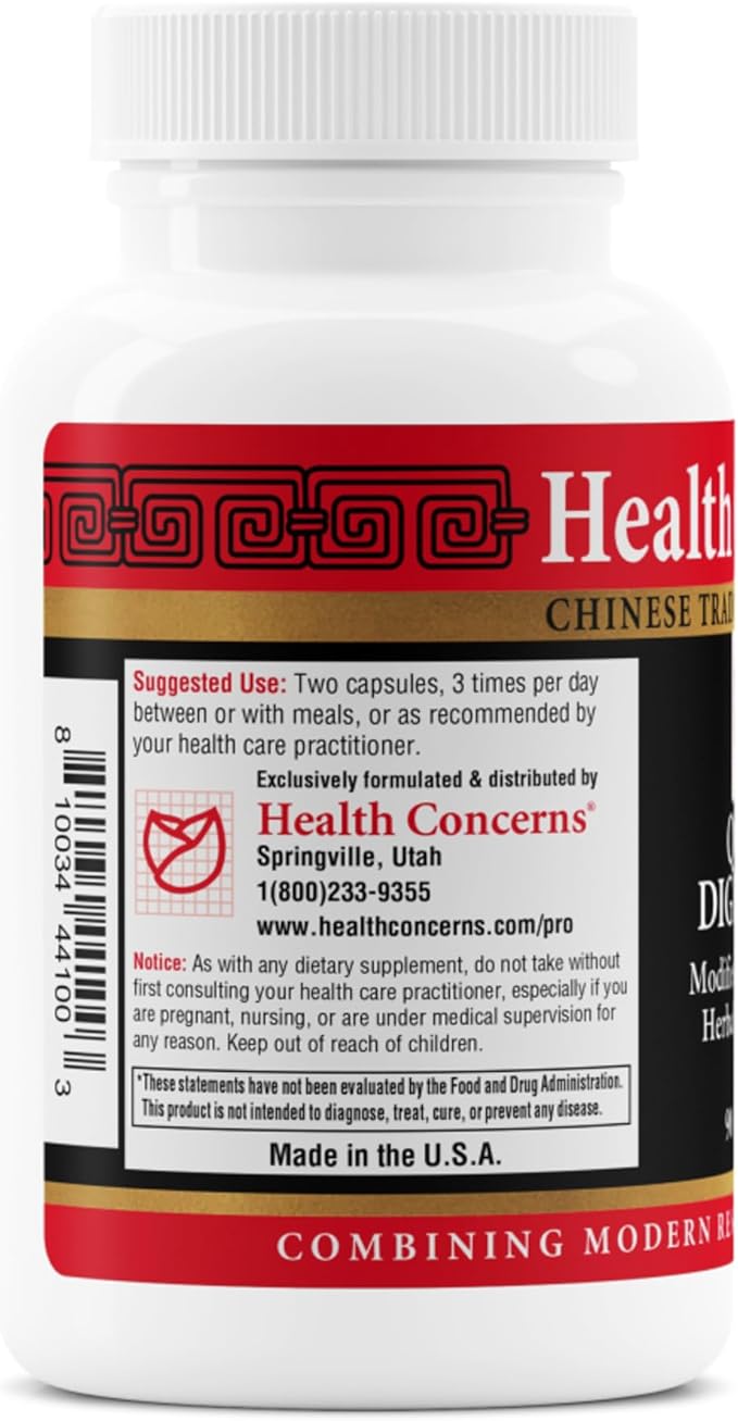 Health Concerns Quiet Digestion – Digestive Support for Upset Stomach Gas &amp Bloating – Herbal Chinese Formula with Bao He Wan – Supplement with Poria Barley &amp Mangolia Bark - 90 Capsules