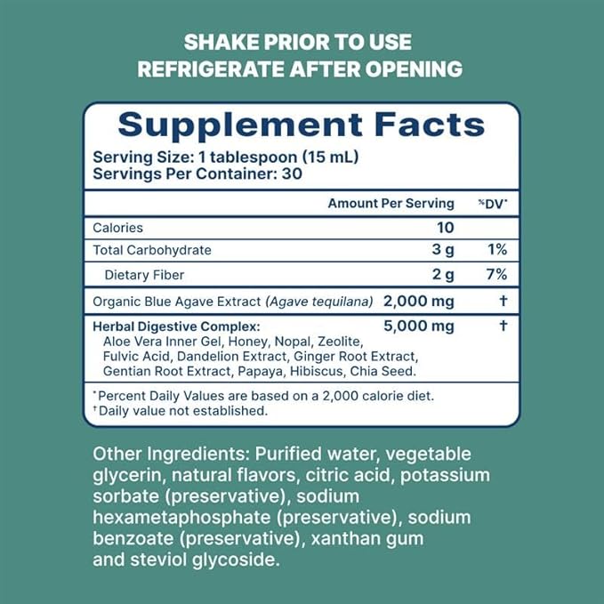 Santo Remedio Digestion Plus Concentrated Blue Agave Drink 30 Servings Passionfruit Flavor Vegan Gluten-Free Non-GMO No Added Sugar (Pack of 2)