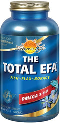 Nature's Life The Total EFA Fish Oil w/Organic Flaxseed &amp Borage Oils | 1200 mg | Skin Heart &amp Memory | 180 Softgels