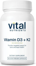 Vital Nutrients Vitamin D3 + K2 | 2000 IU | Vitamin D3 K2 Supplement | Vitamin D Complex for Healthy Calcium Levels Muscle &amp Bone Health | Gluten Dairy Soy Free | 60 Capsules