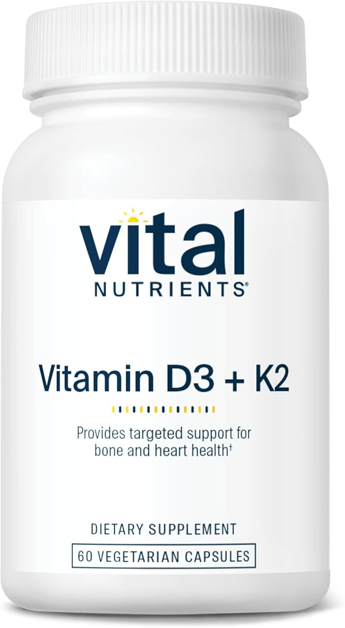 Vital Nutrients Vitamin D3 + K2 | 2000 IU | Vitamin D3 K2 Supplement | Vitamin D Complex for Healthy Calcium Levels Muscle &amp Bone Health | Gluten Dairy Soy Free | 60 Capsules