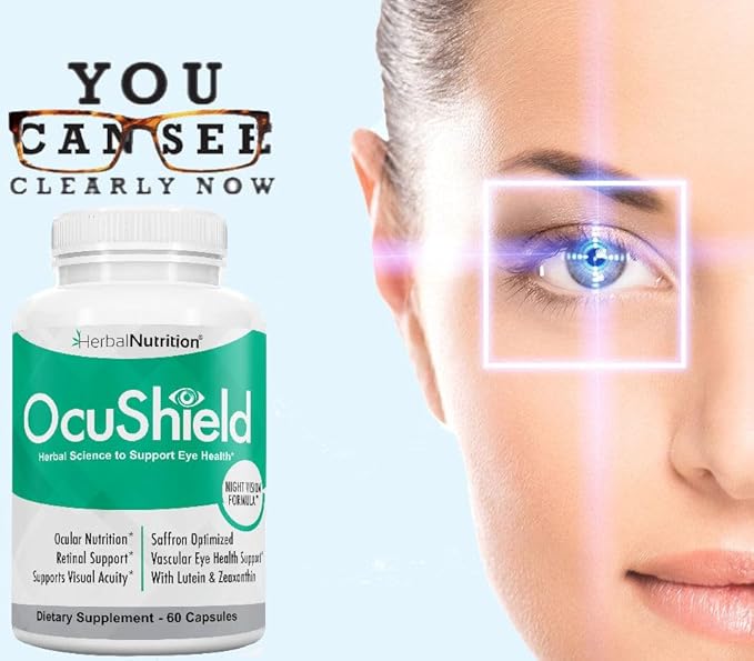 OcuShield Eye Health Vitamin Support for Healthy Eyes Night Vision with Saffron Lutein &amp Zeaxanthin Eye Nutrients to Protect &amp Stimulate Ocular Health Two Bottles