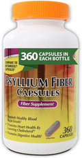 KS Psyllium Fiber Capsules 360 Count Supports Digestive Health Gluten-Free 100% Natural Fiber Supplement for Daily Wellness