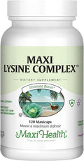 Maxi Health Lysine Complex with Probiotics - L-Lysine 1000mg for Protein Synthesis Canker Sores and Skin – 60 Capsules
