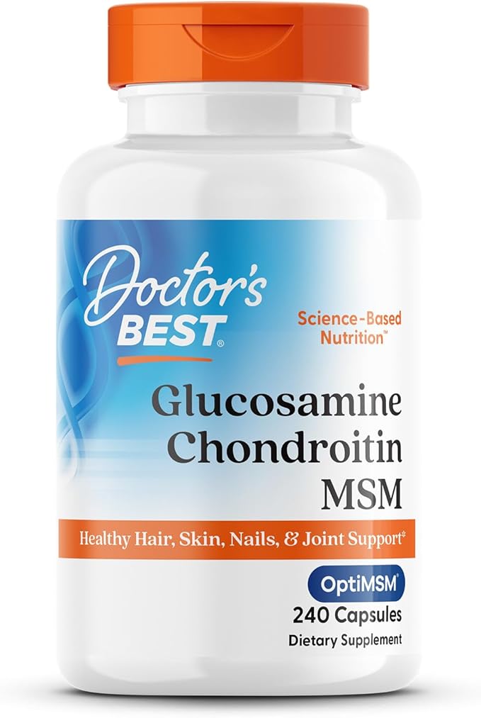 Doctor's BEST Glucosamine Chondroitin MSM - Joint Health Support Supplement for Women &amp Men Nutritional Support for Joint Strength Hair Skin &amp Nails Gluten Free Non GMO - 240 Capsules
