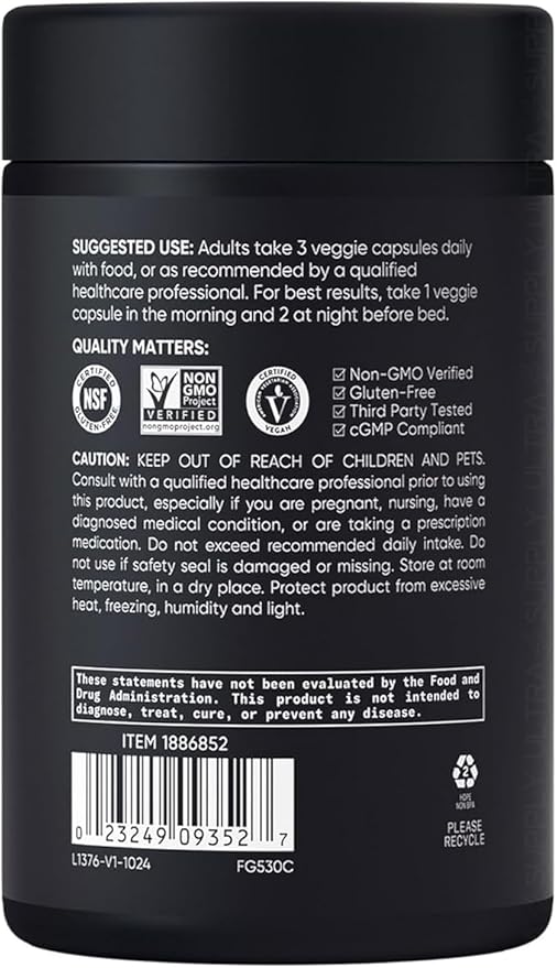 Sports_Researchs Magnesium L-Threonate 2000mg (135 Count Servings.) Advanced Brain Magnesium for Memory Focus &amp Cognitive Support
