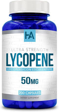 Naturally Derived Lycopene Supplement | Tomato Based Lycopene 50mg Antioxidant and Carotenoid Supplement for Heart and Prostate Support | Vegan Non-GMO &amp Made in US cGMP Labs (200 Veggie Capsules)