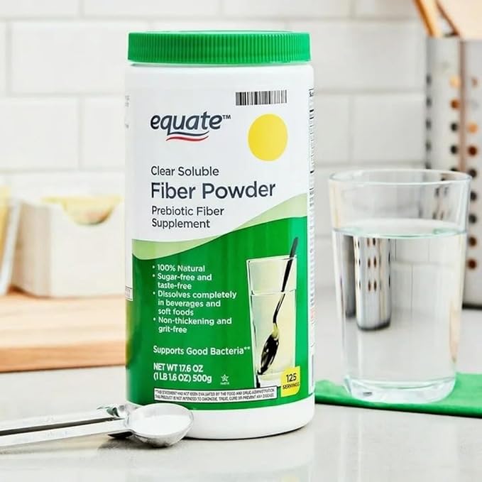 Equate Clear Soluble Fiber Powder Prebiotic Supplement 52.8 oz 375 Servings Sticker