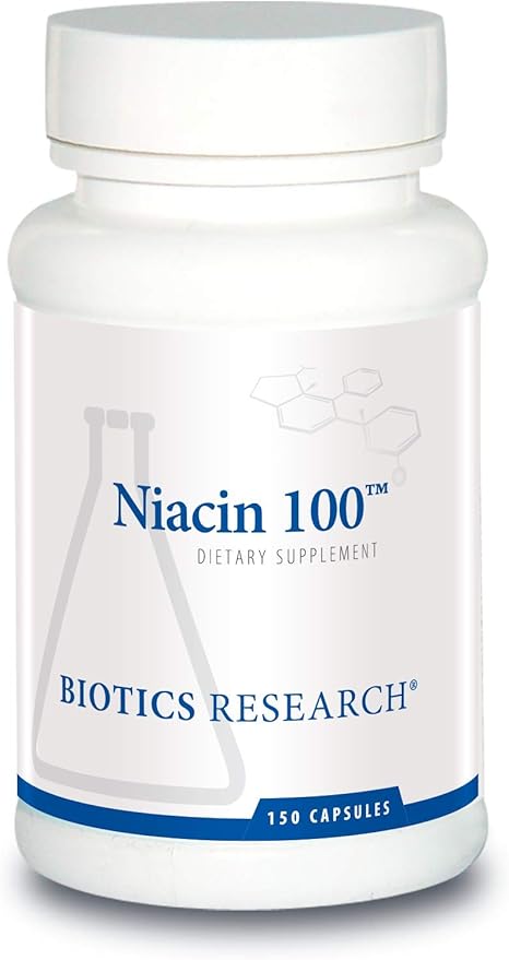 Biotics Research Niacin 100 100 Milligram Niacin Vitamin B3 Cholesterol HDL LDL Triglyceride LP Cardiovascular Health 150 Capsules