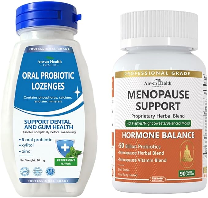 Oral Probiotics Lozenges for Mouth Bad Breath &amp Gum Repair Menopause Supplements for Women Vitamin D3 &amp B