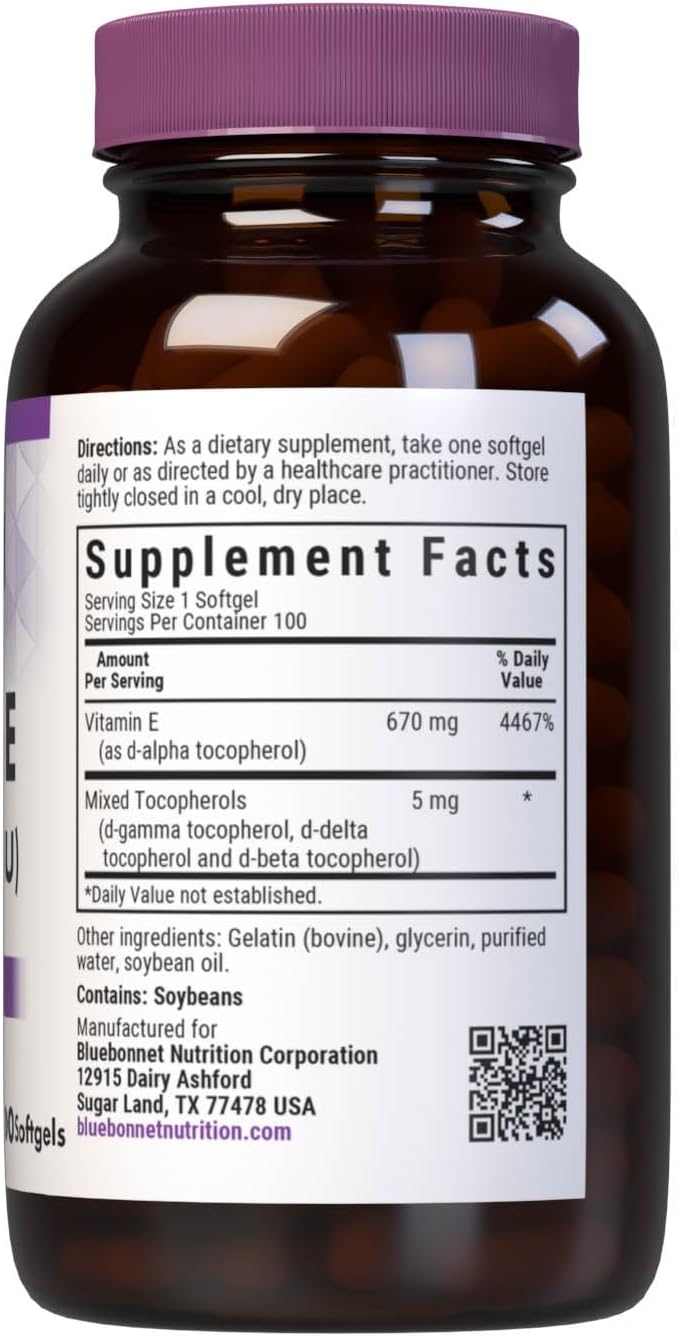 Bluebonnet Vitamin E 1000 IU Mixed Softgels 100 Count