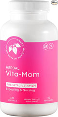 Mountain Meadow Herbal Vita-MOM Prenatal Vitamins – Herbal Supplement for Women with 5-MTHF Folate Iron Multivitamins &amp Organic Herbs – 120 Softgels (2-Month Supply)
