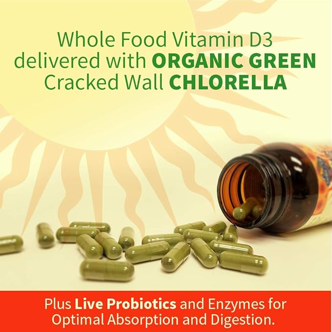 Garden of Life Vitamin D Vitamin Code Raw D3 Vitamin D 2000 IU Raw Whole Food D3 Supplements with Chlorella Fruit Veggies &amp Probiotics for Bone &amp Immune Health 120 Vegetarian Capsules