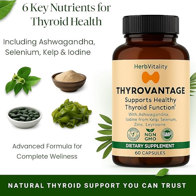 Thyroid Support Supplement with Iodine Ashwagandha &amp Kelp – Supports Energy Metabolism &amp Hormone Balance Formula – Selenium Zinc &amp L-Tyrosine – Natural Thyroid Health (Pack of 3)