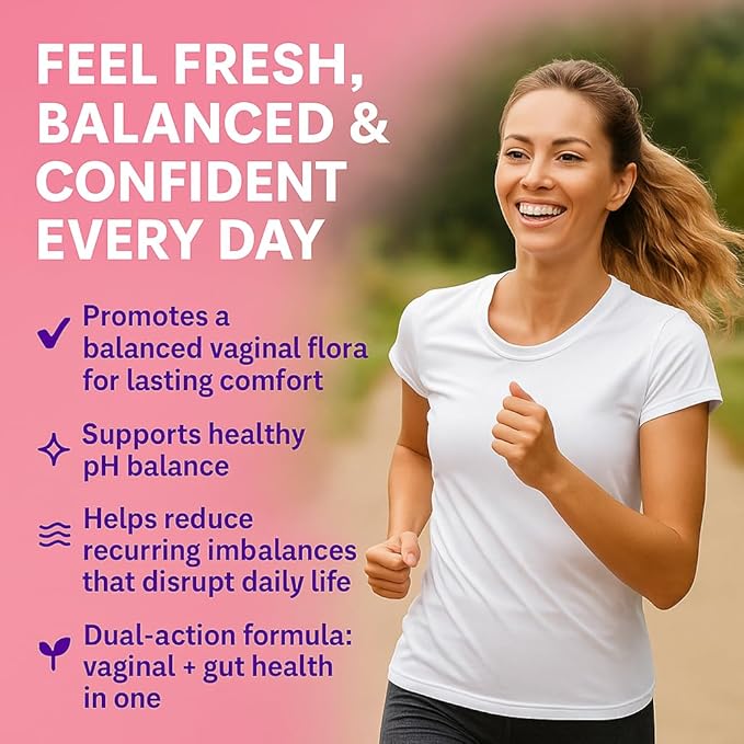 Vaginal Probiotic + Prebiotic for Women – Supports pH Balance Yeast &amp Odor – with Lactobacillus rhamnosus reuteri – Gut &amp Feminine Health – 60 Capsules