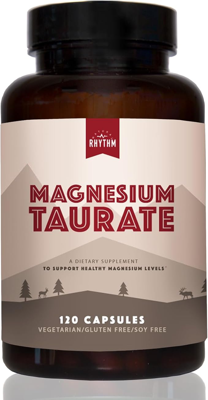 Magnesium Taurate 750mg (150mg Elemental Magnesium) – 120 Vegetarian Capsules – High-Absorption Magnesium Taurate Supplement for Heart Muscle and Nerve Support – Non-GMO Gluten-Free Made in USA