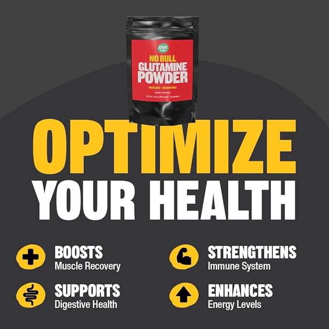 “No Bull” L-Glutamine Powder - Unflavored and Micronized Glutamine Pure L Glutamine Powder Non GMO L Glutamine Supplement Naturally Vegan Vegetarian and Gluten Free 300g