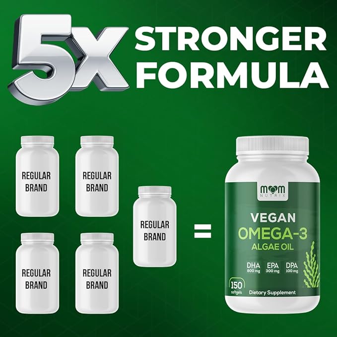 Fish Oil Alternative - Vegan Omega 3 Supplement Algae Oil DHA EPA DPA - Plant Based Omega 3 Fatty - Organic &amp Non-GMO - 150 Softgels