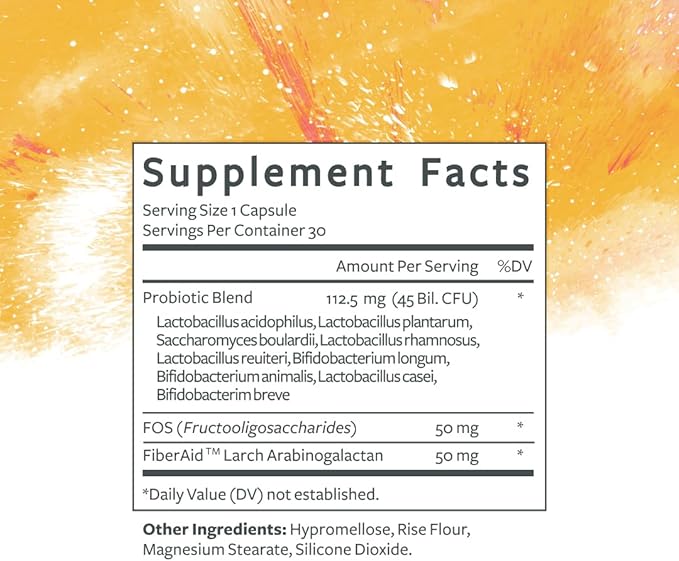 Daily Probiotic | 45 Billion CFU 9 Strains with Saccharomyces Boulardii | Gut Health De-Bloat &amp Immune Support | Digestive Balance &amp Microbiome Diversity | 30 Capsules