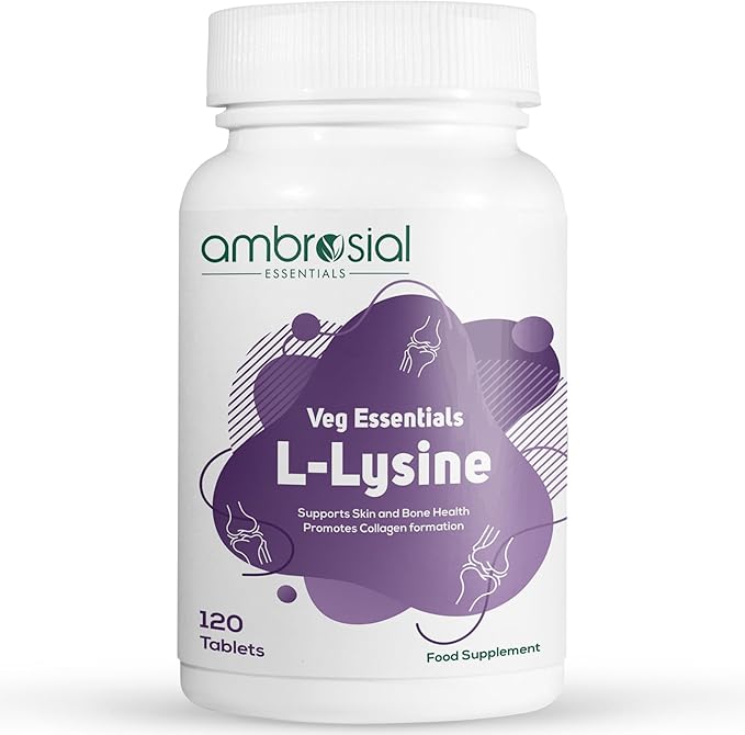 AMBROSIAL L-lysine | High Strength L-lysine Tablets 500mg (Pack of 1-120 Tablets)