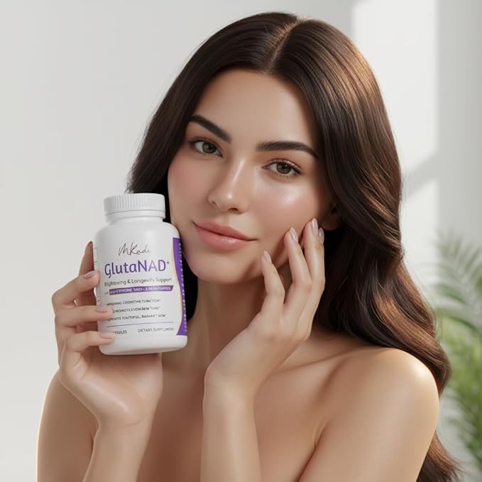 GlutaNAD+ Brightening &amp Longevity Support L-Glutathione &amp NAD+ Antioxidant Complex Skin Glow Cellular Energy &amp Healthy Aging 60 Vegan Capsules NAD Plus