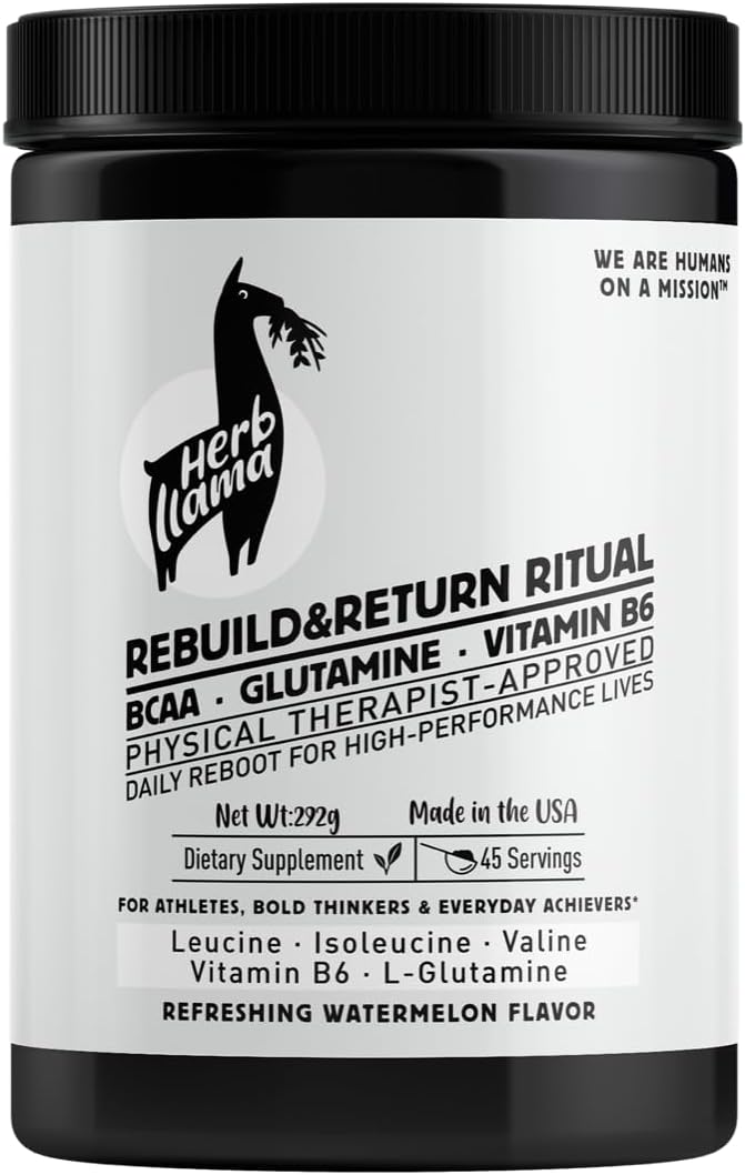 Rebuild &amp Return Ritual – BCAA · L-Glutamine · Vitamin B6 | Physical Therapist–Founded · Non-GMO · Gluten-Free · Sugar-Free · Refreshing Watermelon Flavor | 292g (45 Servings)