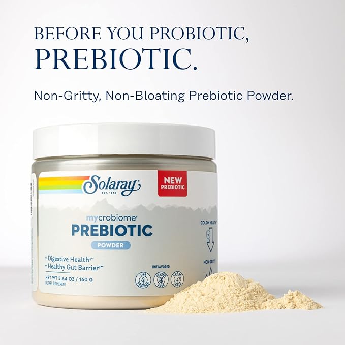 SOLARAY Mycrobiome Prebiotic Powder Prebiotics for Women and Men Digestive Nutritional Supplements for Colon and Gut Health Non-Gritty Easy-to-Mix Non-Bloating Formula 20 Servings 5.64 OZ