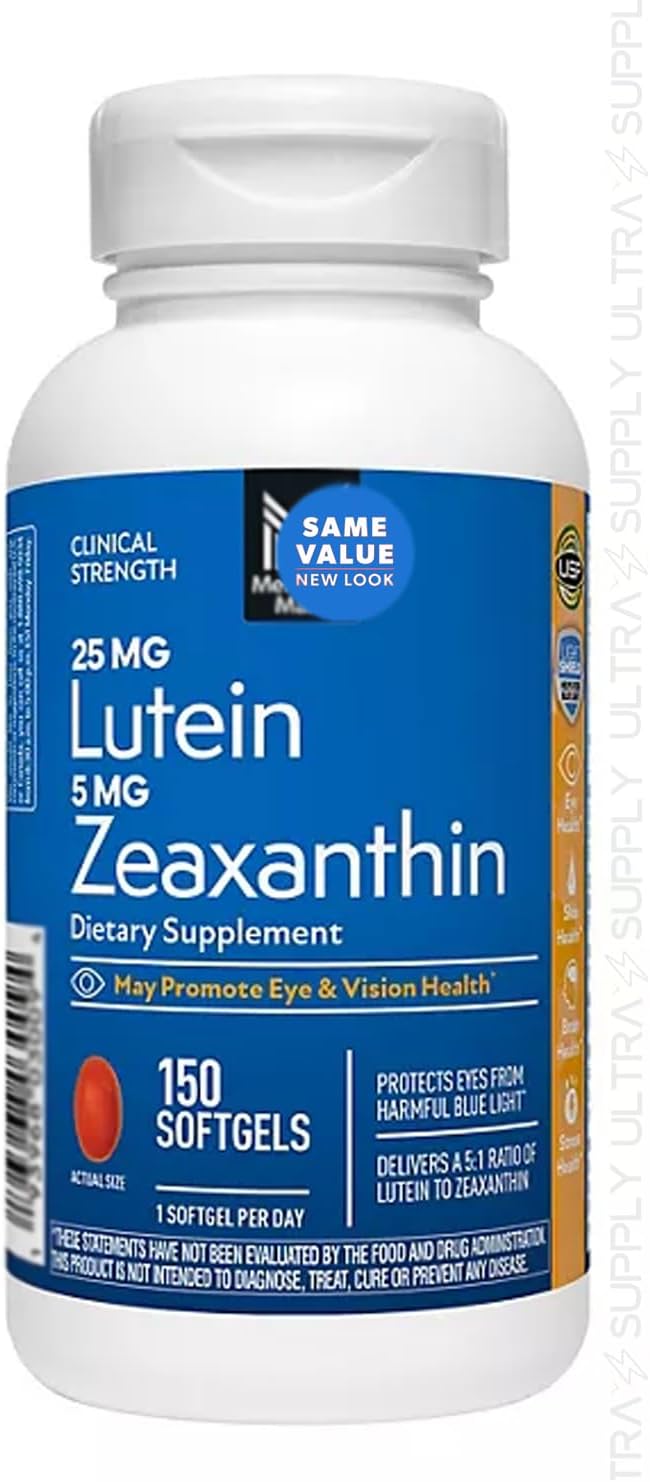 Members Mark Lutein with Zeaxanthin 25 mg &amp 5 mg (150 Count.) – Supports Eye &amp Vision Health Blue Light Protection USP Verified