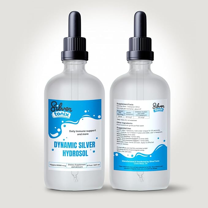 Dynamic Silver Hydrosol Liquid Dropper – 10ppm Pure Colloidal Silver – Daily Immune Support Supplement – Pharmaceutical Grade Purified Water (8 Fl Oz)