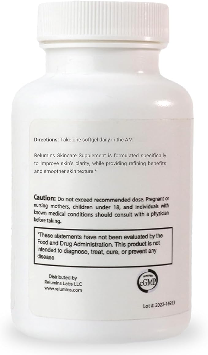 Relumins GLA Plus Glutathione Supplement – 240mg Borage Seed Oil GLA &amp 75mg Capsules – Hydrate Protect &amp Glow from Within – 30 Capsules - Moisturized Radiant Healthy-Looking Skin