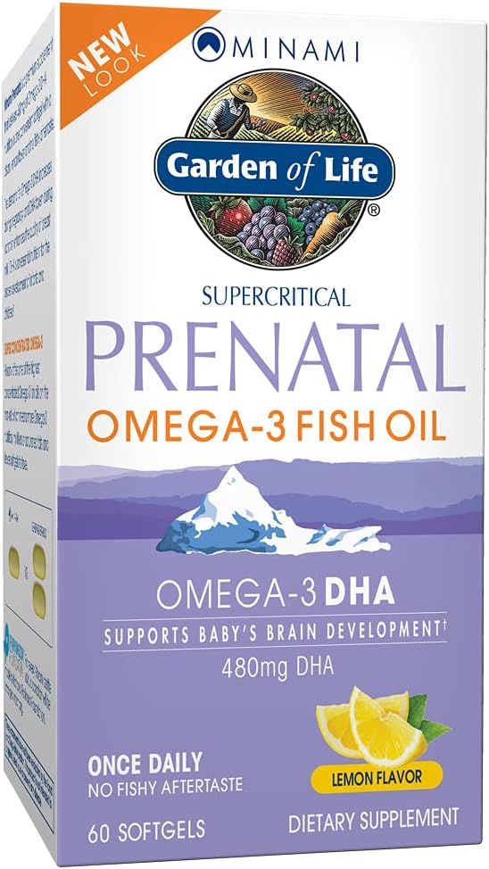 Garden of Life Prenatal DHA Omega 3 Fish Oil Supplement - Minami Natural Prenatal Lemon 60 Softgels
