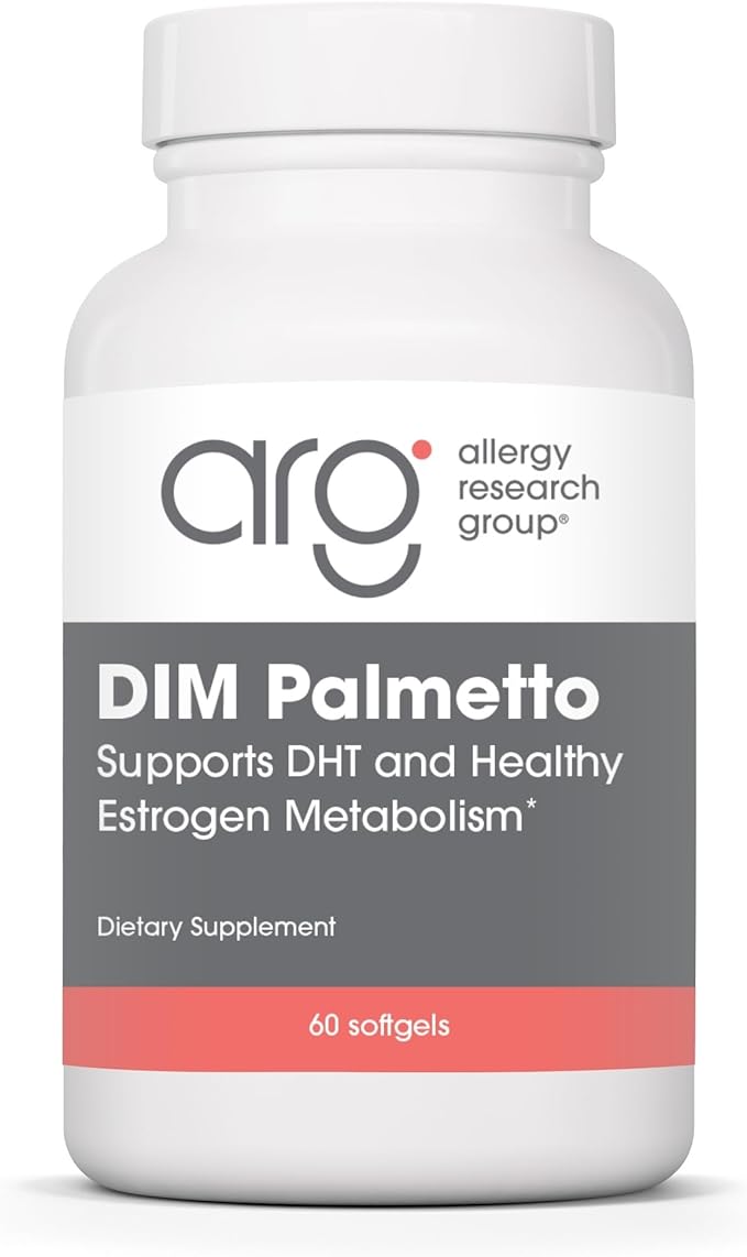 Allergy Research Group DIM Palmetto - Prostate Support Supplement for Men's Health Zinc with Saw Palmetto Beta Sitosterol Stinging Nettle Extract Pumpkin Seed Oil Softgels - 60 Count