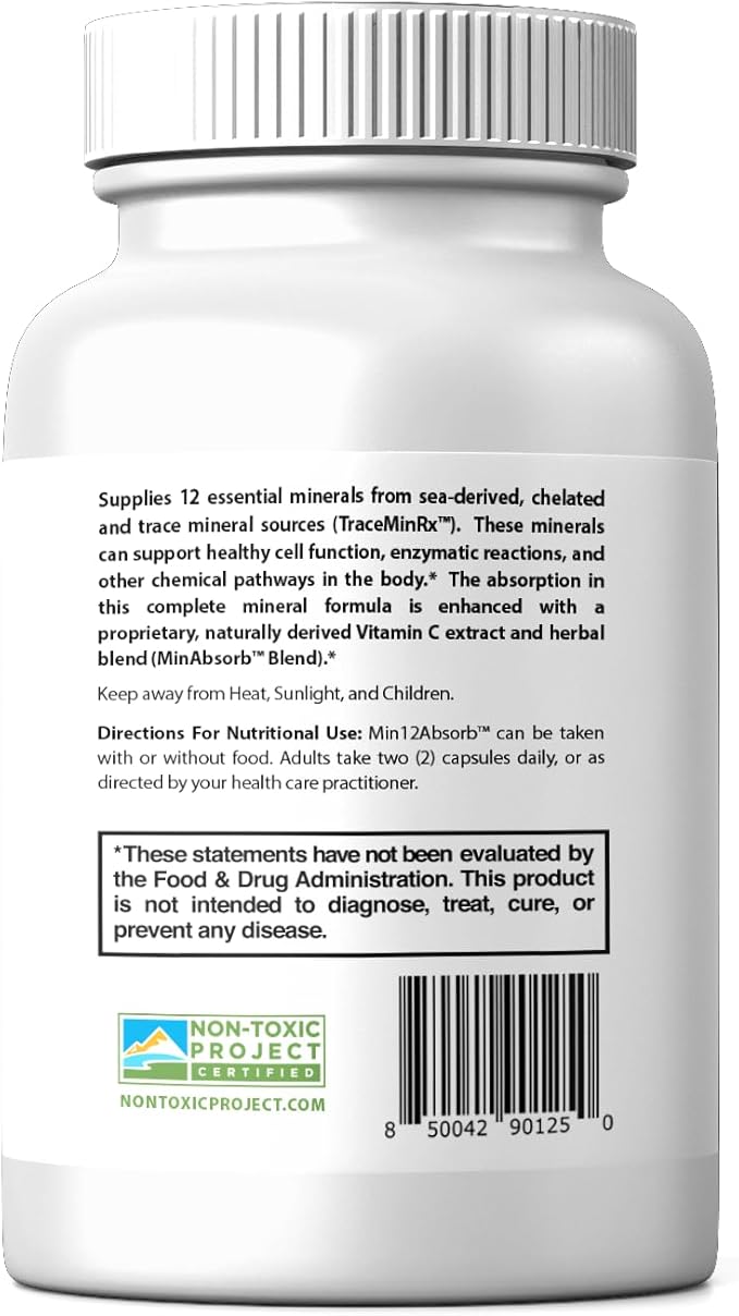 True Cellular Formulas MIN12Absorb™ Essential &amp Trace Mineral Complex | Soy-Free Non-GMO Vegan 30-Day Supply - Enhanced Absorption for Cellular Health and Daily Vitality