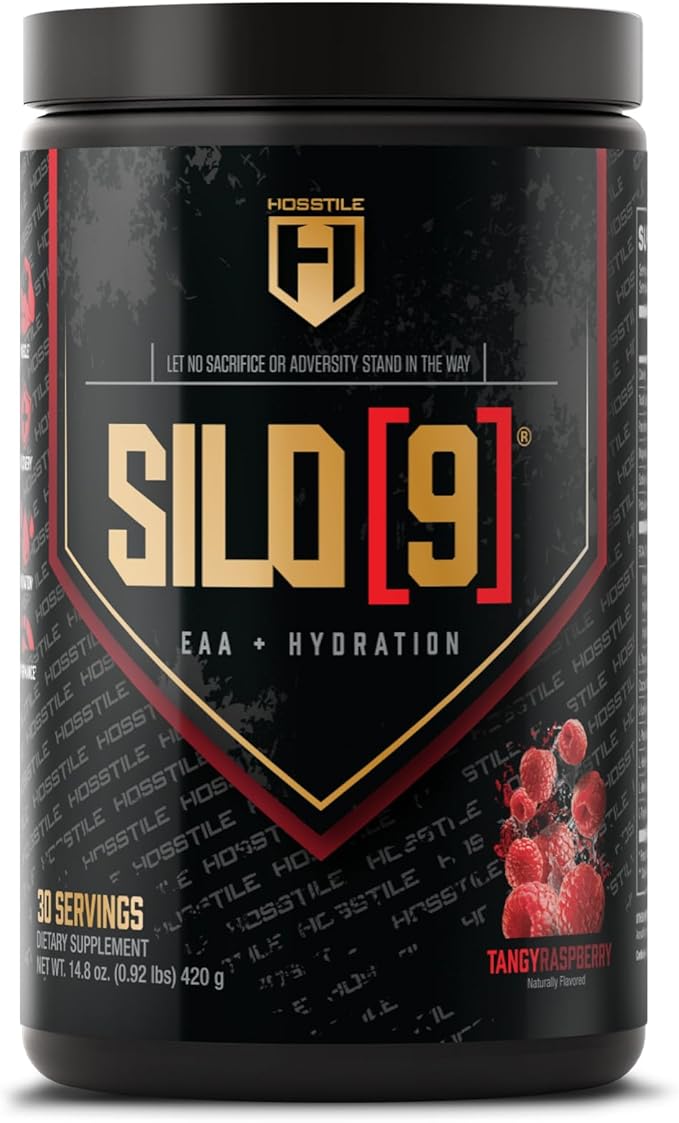 HOSSTILE SILO[9] EAA + Hydration Powder – Essential Amino Acids with Electrolytes EAA BCAA Intra Workout Powder &amp Post Workout Recovery Tangy Raspberry 30 Servings