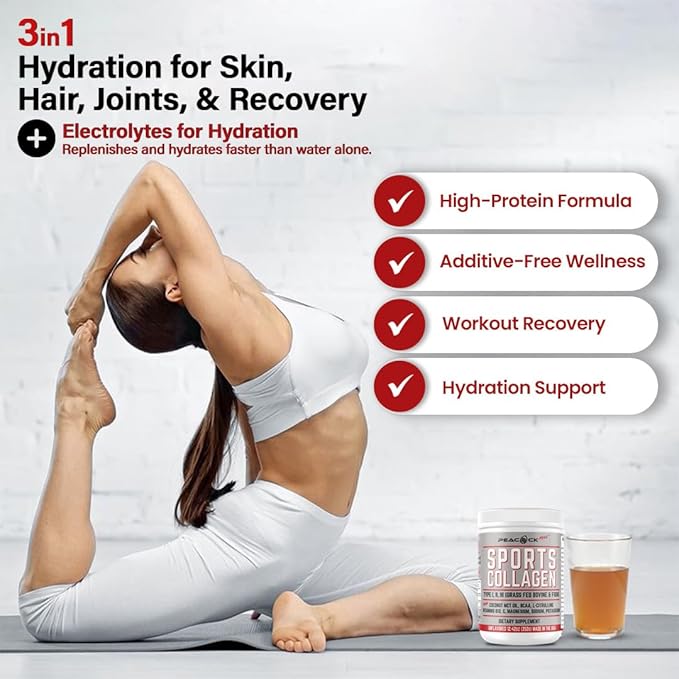 Sports Collagen Powder 12.42 oz Pack of 2 - Grass Fed Bovine &amp Wild Fish Hydrolyzed Type I II III Multi Collagen Peptides Unflavored Protein Powder with BCAA Magnesium &amp Electrolytes