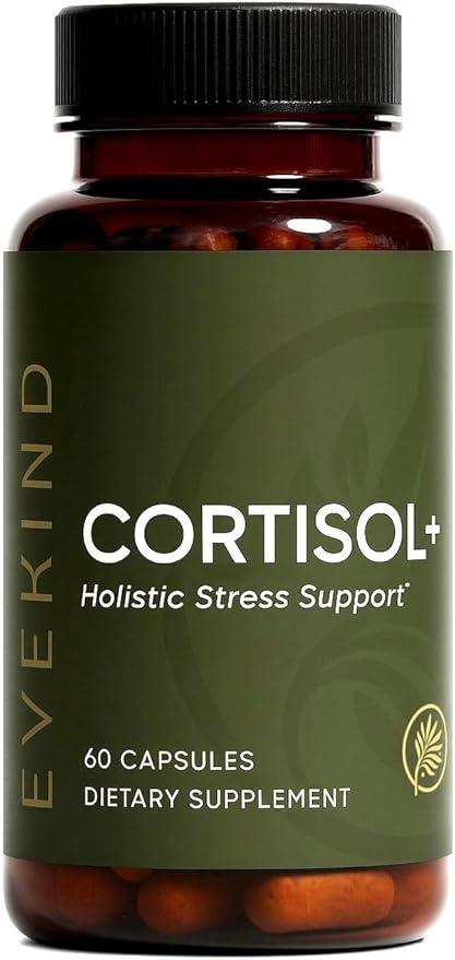 EVEKIND Cortisol Supplement for Women | Stress Support for Mood Energy &amp Hormone Balance | Calm Focus &amp Daily Reset | Adaptogen Blend with KSM-66® Ashwagandha Rhodiola L-Theanine | 60 Caps