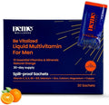BeMe Liquid Multivitamins for Men - Advanced Liquid Delivery System with 13 Vitamins &amp Minerals - Tear &amp Go Sachets Non-GMO Orange Flavor (30 Sachets)