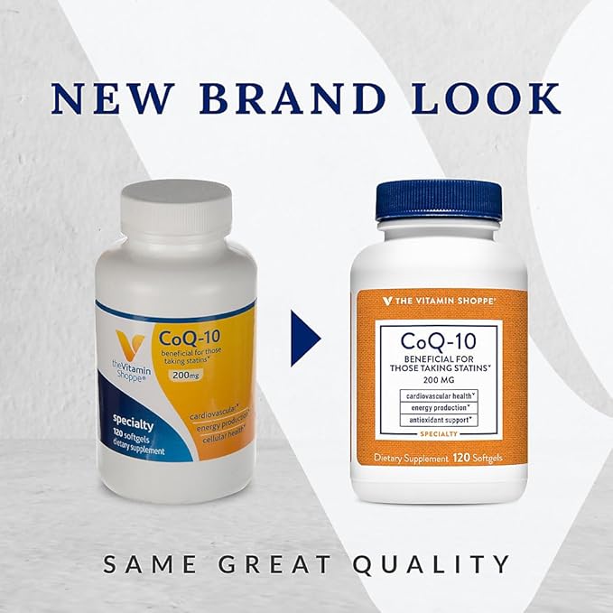 The Vitamin Shoppe CoQ-10 200mg Beneficial for Those Taking (120 Softgels)