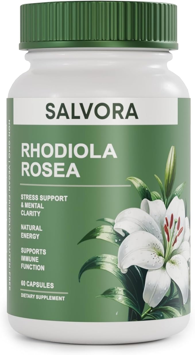 Rhodiola Rosea Supplement – Golden Root Adaptogen Capsules - Rhodiola Rosea Extract Powder Alternative with Salidroside for Stress Support - Energy Focus &amp Performance