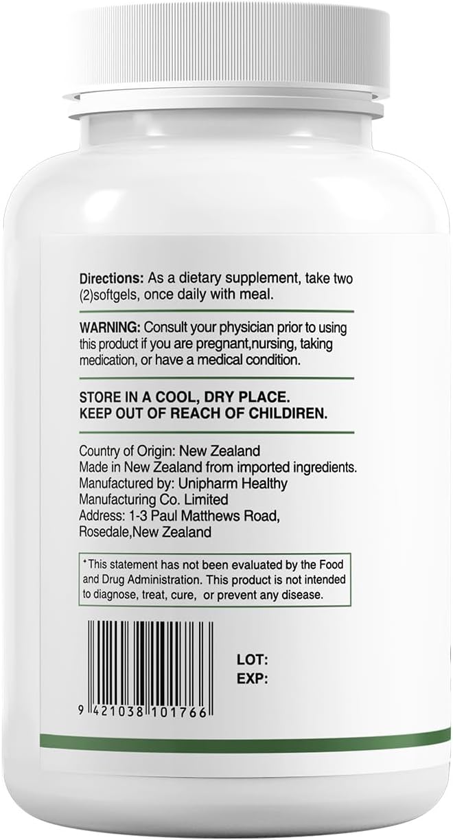 HUJ Omega 3 Fish Oil 1000mg Softgels - EPA+DPA Fish Oil Omega 3 for Heart Brain Skin Eyes &amp Cardiovascular Support *- 60 Softgels