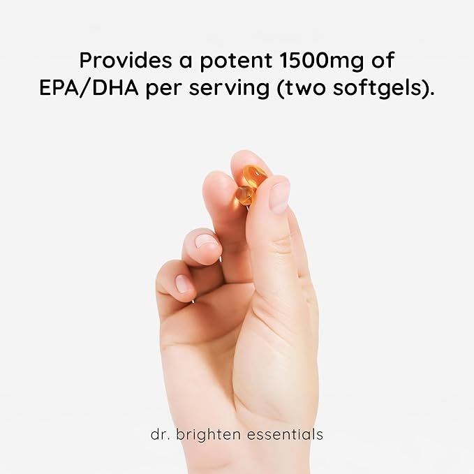 Dr. Brighten Omega Plus — 1500 mg of EPA/DHA Non-GMO Fish Oil Supplement for Heart Brain and Immune System — 60 Softgels
