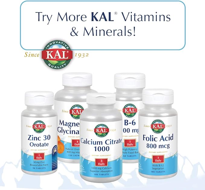 KAL Cal/Mag/Zinc | 1000mg Calcium 400mg Magnesium &amp 15mg Zinc | Bone Muscle Heart &amp Immune Support | 250ct 83 Serv.